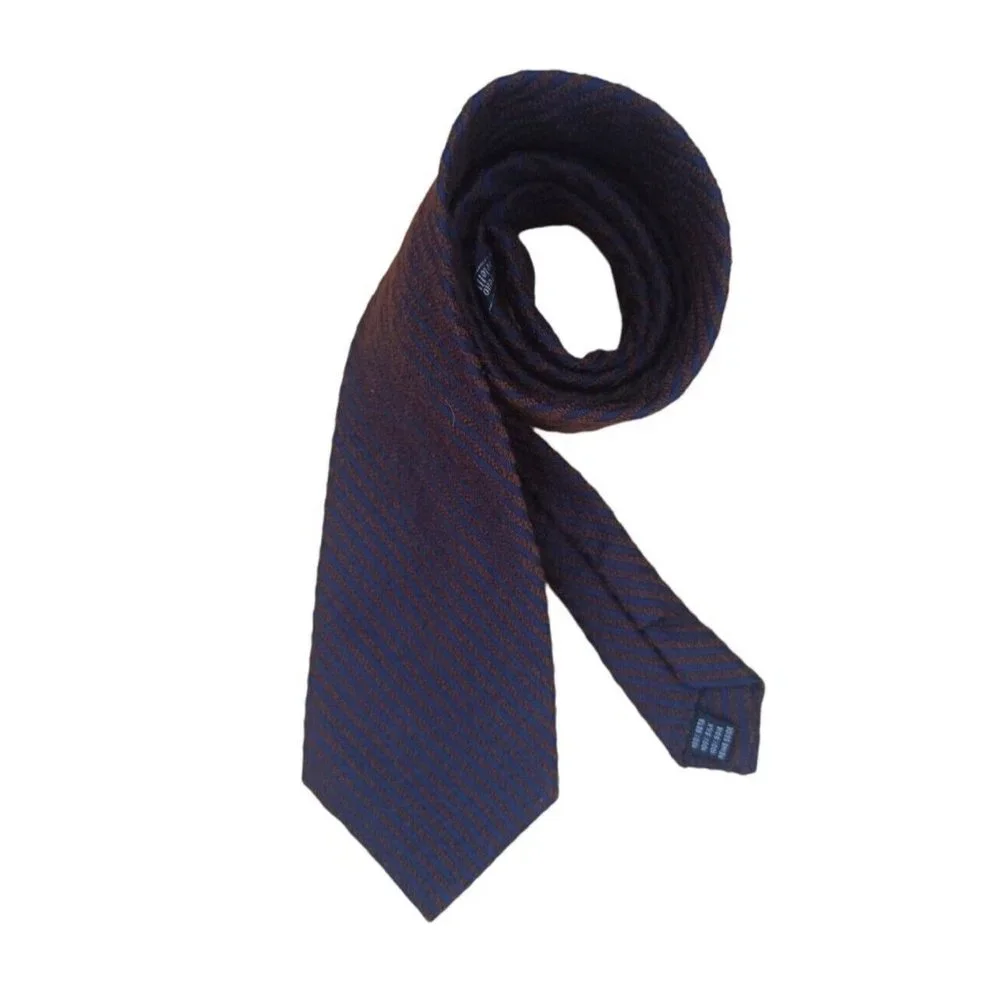 NAZARENO GABRIELLI Blue/Brown Striped Silk Tie ITALY 59
